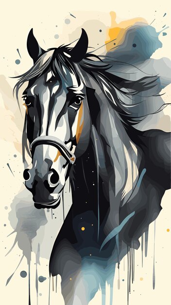 Vector vector de dibujos animados de caballos negros