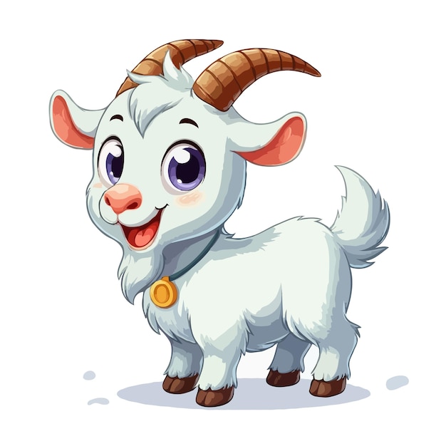 Vector vector de dibujos animados de cabra con fondo blanco