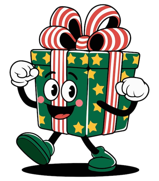 Vector de dibujos animados de caja de regalo verde