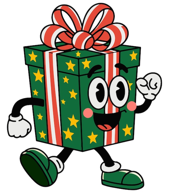 Vector de dibujos animados de caja de regalo verde