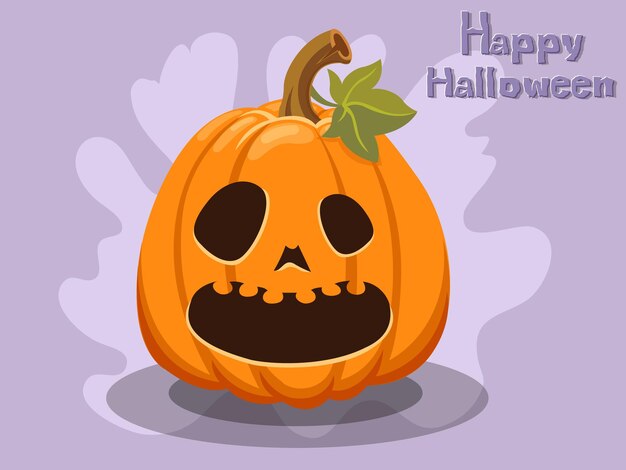 Vector de dibujos animados de calabaza halloween sobre fondo.Ilustración de vector.