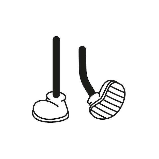 Vector de dibujos animados caminando pies en entrenadores o zapatillas de deporte en piernas de palo en varias posiciones