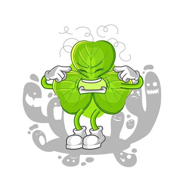 Vector de dibujos animados de carácter de trébol deprimido