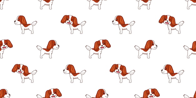 Vector de dibujos animados cavalier king charles spaniel perro sin fisuras de fondo