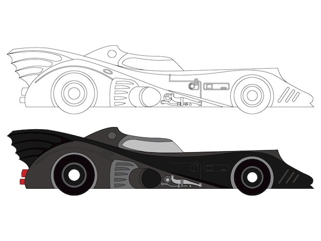 vector de dibujos animados de coche negro con opción de trazo negro