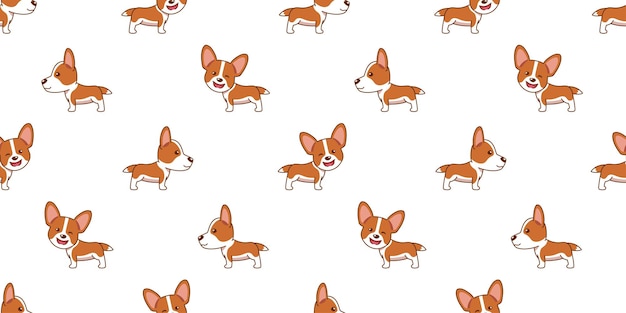 Vector de dibujos animados corgi perro sin fisuras de fondo