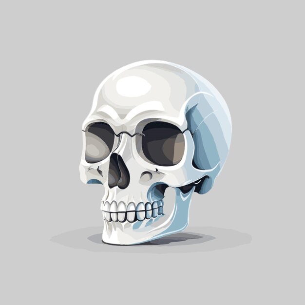 Vector vector de dibujos animados de cráneo sobre fondo blanco
