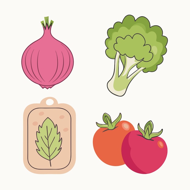 Vector dibujos animados dibujados a mano Menú de comida vegetariana 10