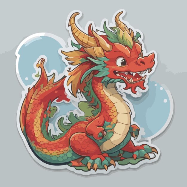 Vector vector de dibujos animados de dragones chinos