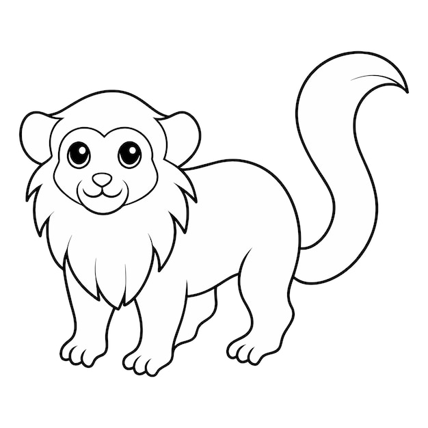 Vector dibujos animados dulce Tamarin página de colorear para niños