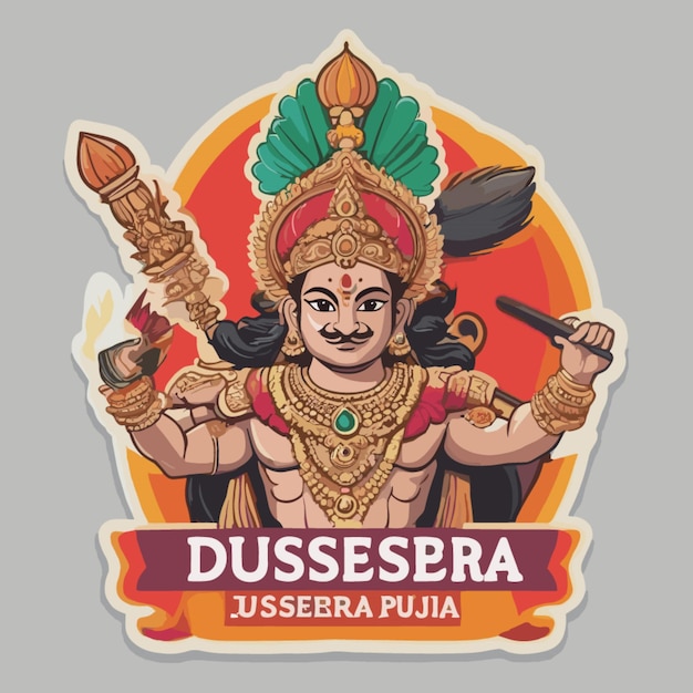 Vector el vector de dibujos animados de dussehra puja