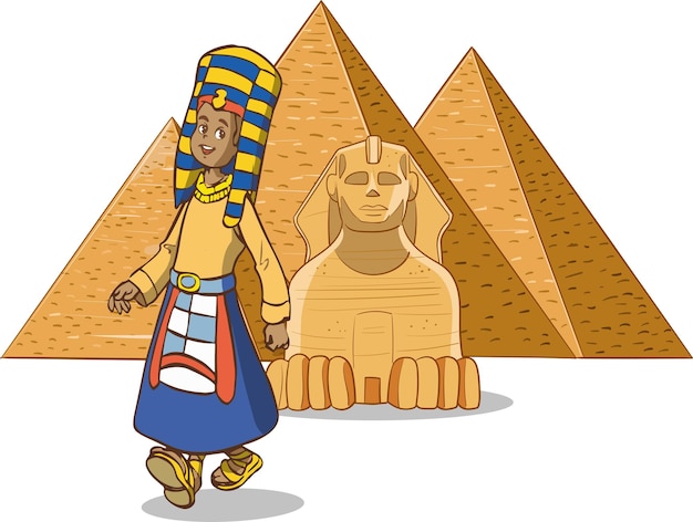 Vector de dibujos animados de egipto antiguo y pirámides