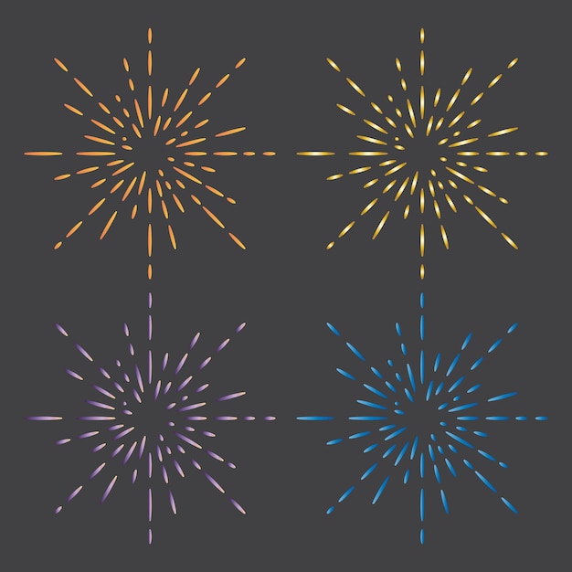 Vector de dibujos animados de explosión de fuegos artificiales con color degradado dentro del conjunto de elementos de mascota de fuegos artificiales
