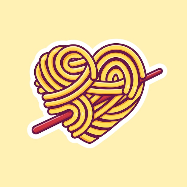 Vector de dibujos animados de fideos de amor con palillos