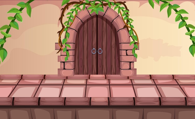 vector de dibujos animados de fondo de juego, la puerta al siguiente nivel, videojuegos, interfaz de usuario