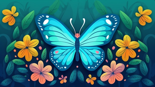 Vector de dibujos animados de fondo de mariposa