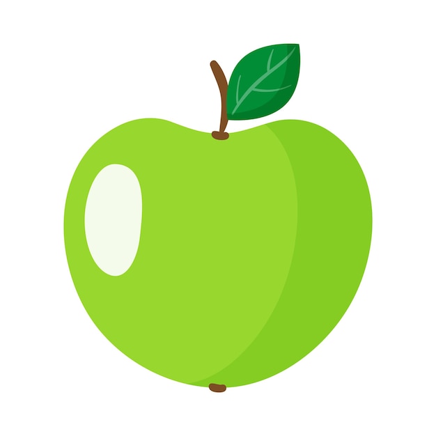 Vector de dibujos animados de frutas frescas de manzana verde. Compras de alimentos ecológicos.