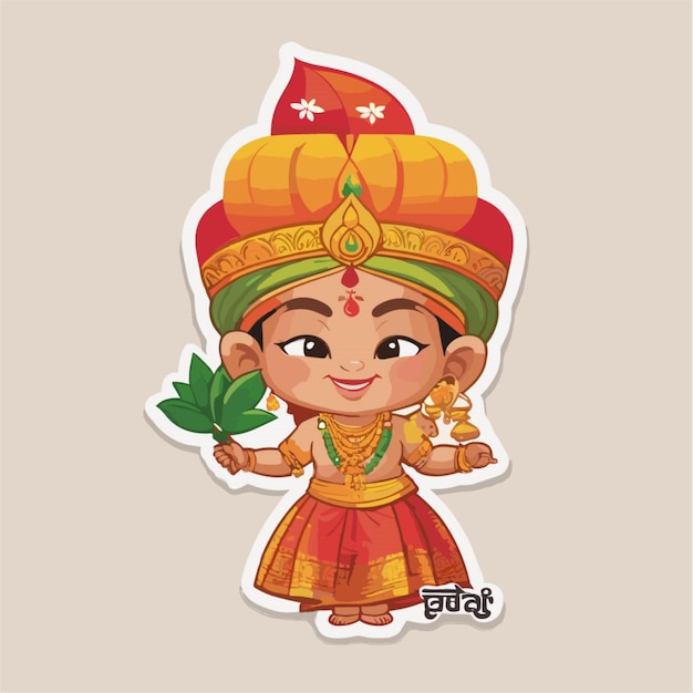 Vector de dibujos animados de gudi padwa