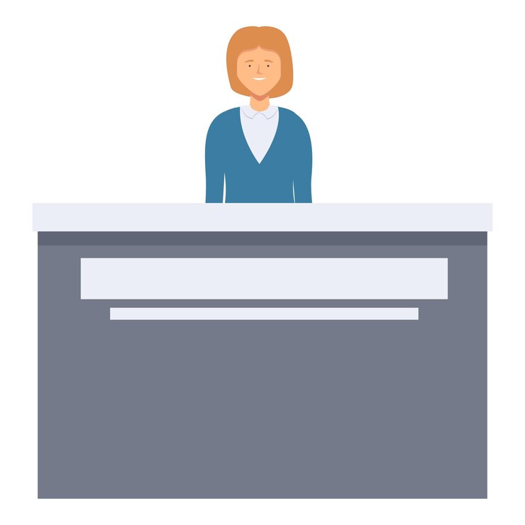 Vector vector de dibujos animados de icona de recepcionista mujer cliente de trabajo