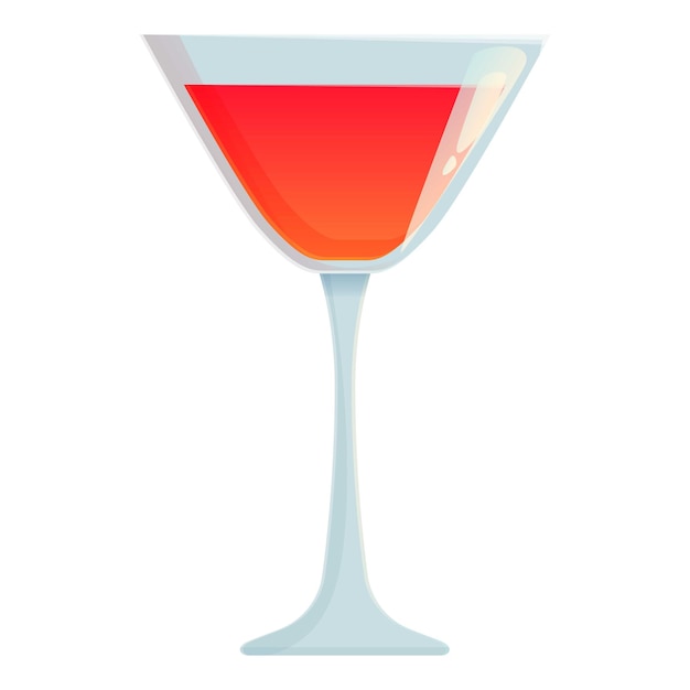 Vector de dibujos animados de icono de alcohol de vidrio rojo Gin comida
