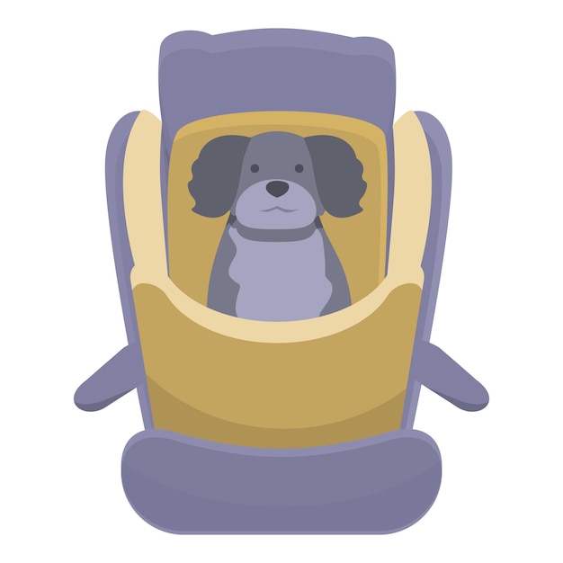 Vector vector de dibujos animados de icono de asiento de cachorro viaje de perro conducción automática