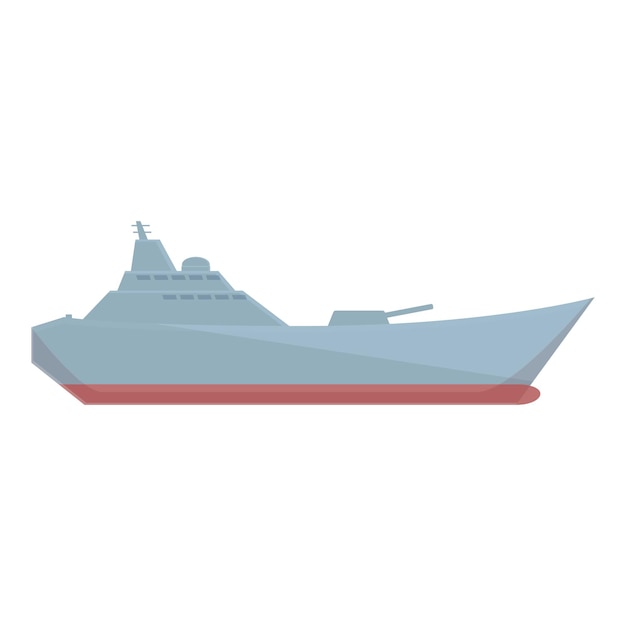 Vector de dibujos animados de icono de barco de la Armada Barco naval Crucero de agua de mar