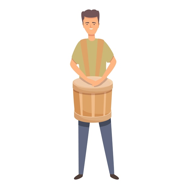 Vector de dibujos animados de icono de baterista de mano de calle Músico gente Concierto canción