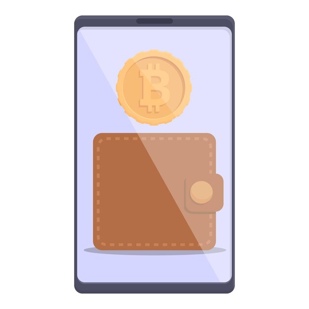 Vector de dibujos animados de icono de billetera comercial Aplicación de pago de dinero criptográfico