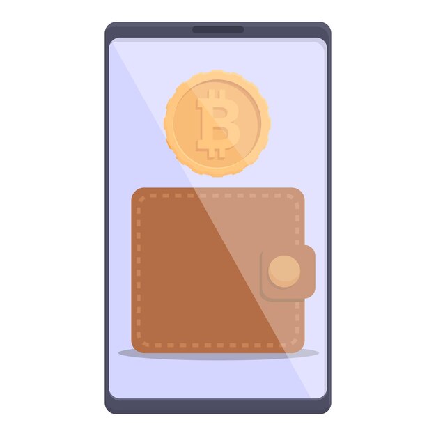 Vector de dibujos animados de icono de billetera comercial aplicación de pago de dinero criptográfico