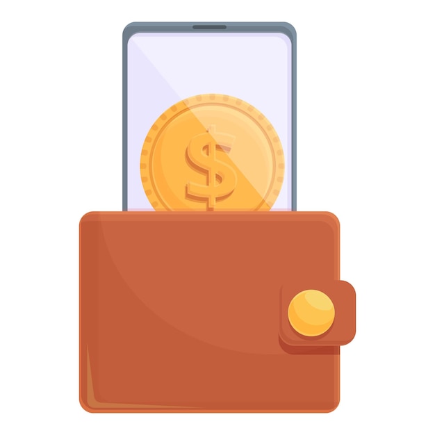 Vector de dibujos animados de icono de billetera en línea Embudo de dinero Plomo de ganancias