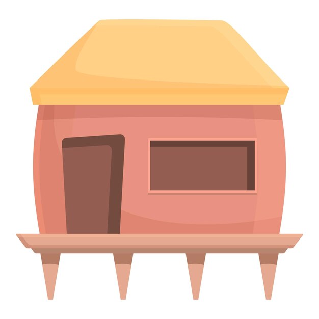 Vector de dibujos animados de icono de bungalow privado Casa de playa Villa de mar
