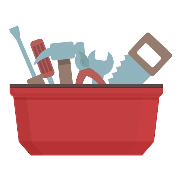 Vector de dibujos animados de icono de caja de martillo Caja de herramientas de construcción Kit de reparación