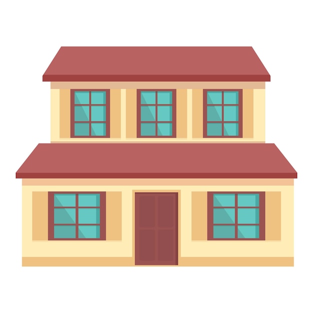 Vector de dibujos animados de icono de casa de playa edificio moderno cabaña frontal