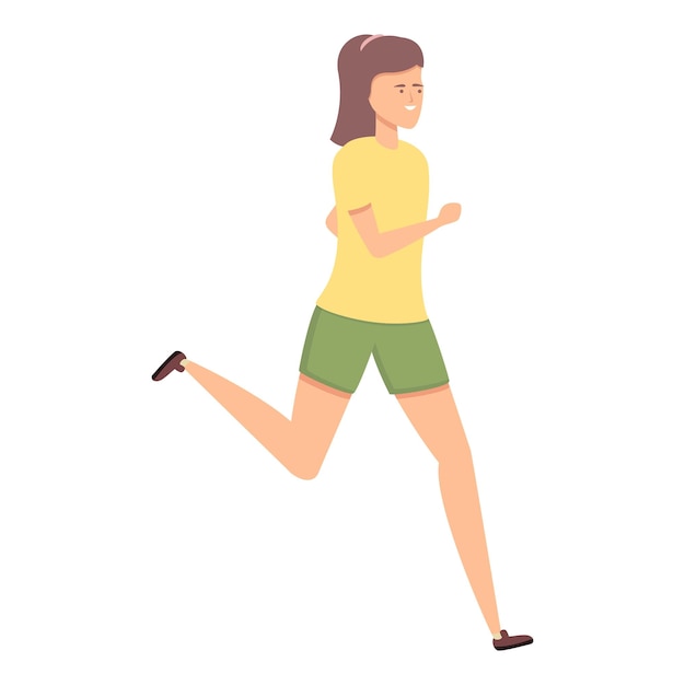 Vector de dibujos animados de icono de chica corriendo Ejercicio deportivo Entrenamiento activo