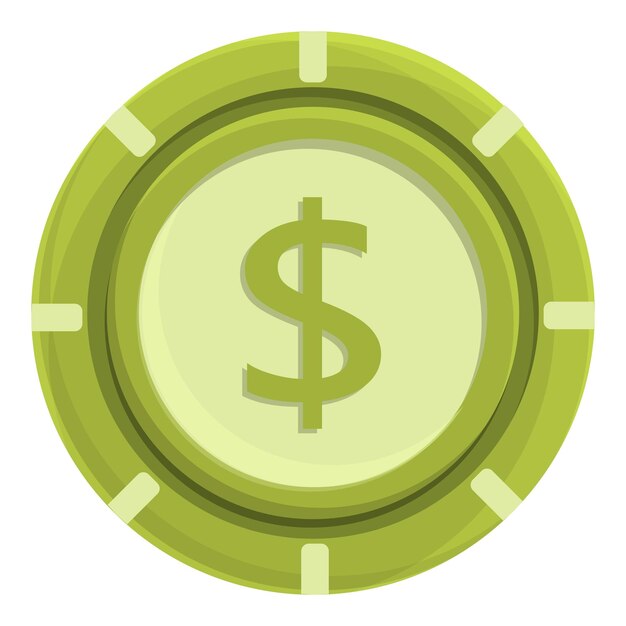 Vector de dibujos animados de icono de chip de dólar Jack casino Card poker