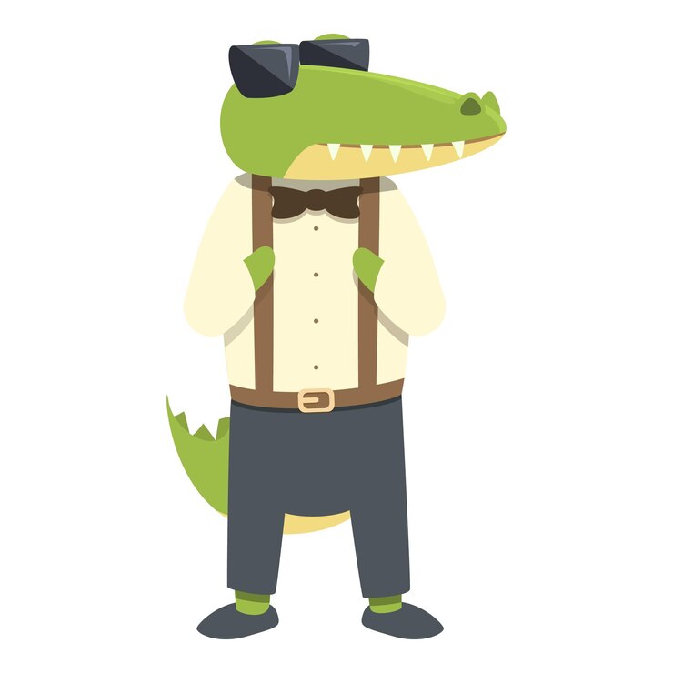 Vector vector de dibujos animados de icono de cocodrilo fresco cocodrilo lindo bebé cocodrilo