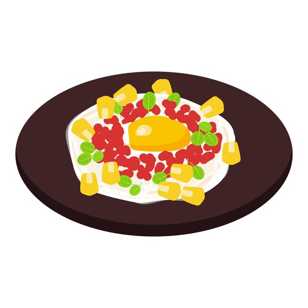 Vector de dibujos animados de icono de comida de huevo Comida picante Comida tradicional