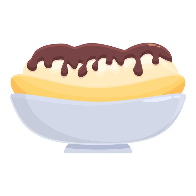 Vector de dibujos animados de icono de crema de chocolate helado Banana split Snack de vainilla