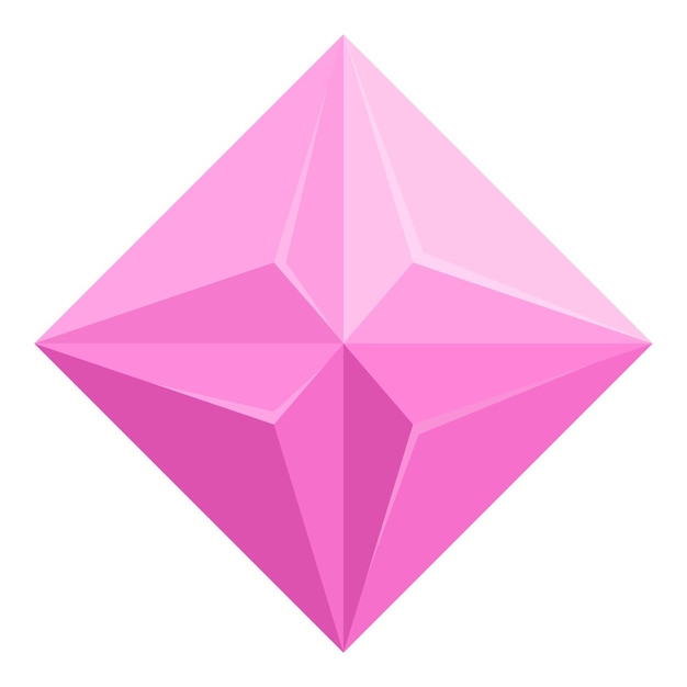 Vector vector de dibujos animados de icono de cristal rosa piedra púrpura cristal de gema