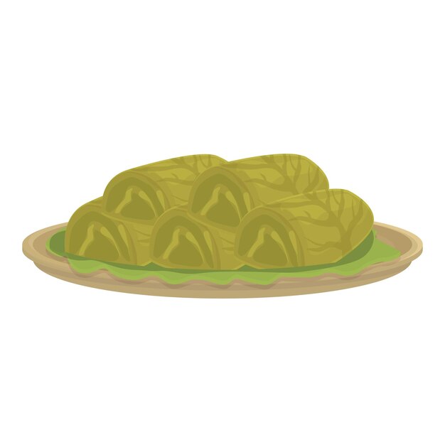 Vector vector de dibujos animados de icono de dolma turco comida de hoja menú verde