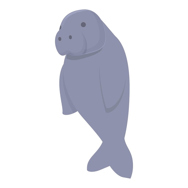 Vector de dibujos animados de icono de dugongo submarino Océano bebé Zoológico mamífero