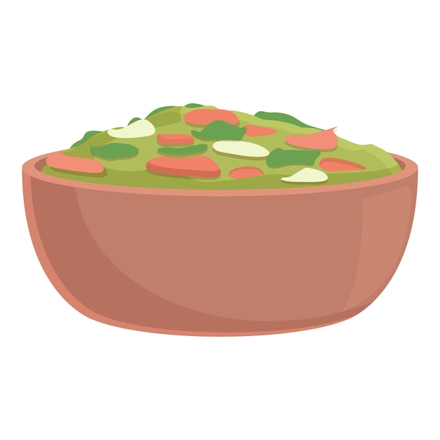 Vector vector de dibujos animados de icono de ensalada brasileña comida horneada plato de arroz