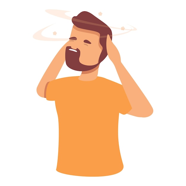 Vector de dibujos animados de icono de epilepsia cerebral Dolor enfermo Dolor mareado