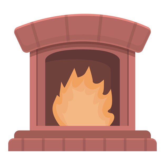 Vector de dibujos animados de icono de horno de cocina fuego ardiente panadería pizzería