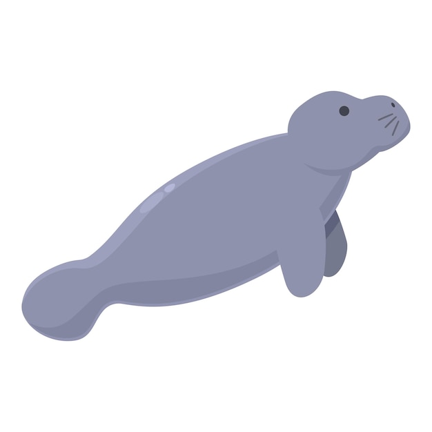 Vector vector de dibujos animados de icono de mamífero salvaje dugong de mar animal lindo