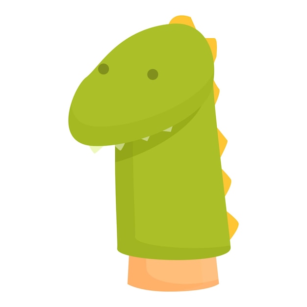Vector de dibujos animados de icono de marioneta de dragón verde Mostrar teatro Juego infantil