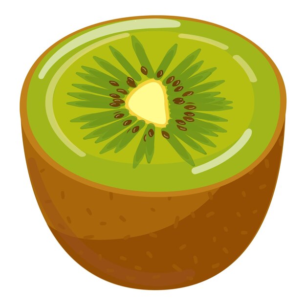 Vector vector de dibujos animados de icono de medio kiwi nutrición fresca comer vegetariano