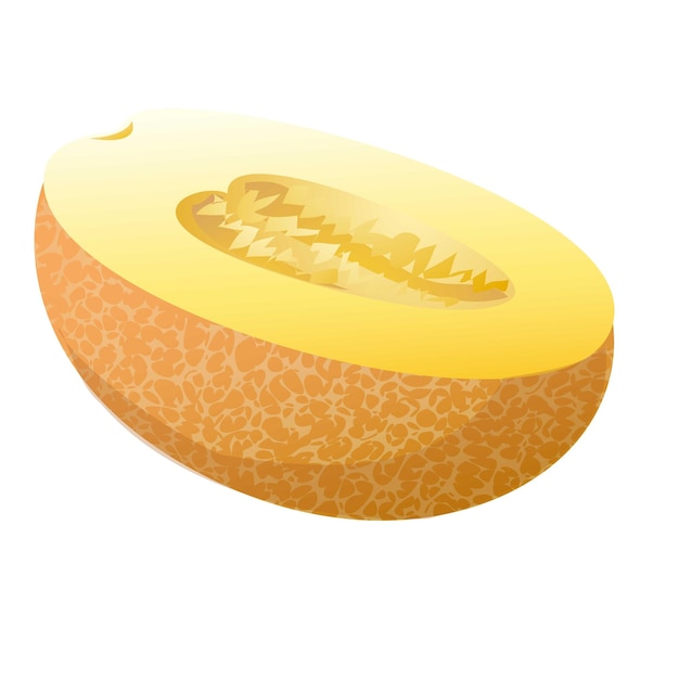 Vector de dibujos animados de icono de medio melón amarillo dulce oriental comer
