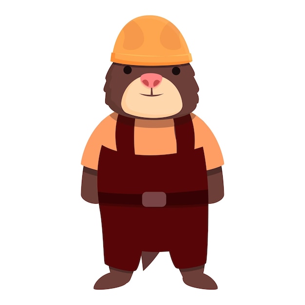 Vector de dibujos animados de icono de minero topo lindo animal gafas de actividad