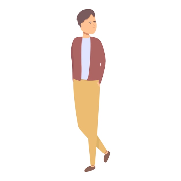 Vector de dibujos animados de icono de moda escolar niño feliz lindo joven